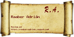 Raaber Adrián névjegykártya
